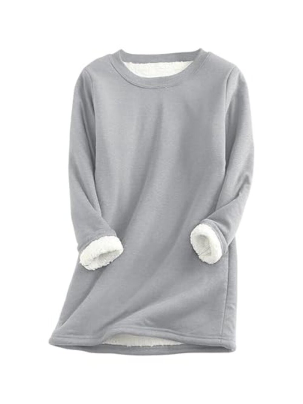 Sherpa Lined Fleece Pullover Crewneck Sweatshirt Tunic Loungewear